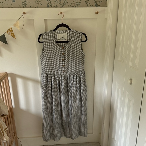 chinese dress ladies Blue Linen Maxi Dress  MAMA Long Sleeve